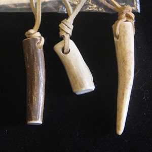 Antler Tines Pieces Necklace 0n Sueded Leather Lacing