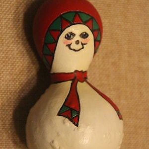 Hard Shelled Gourd Snowman ~ Ornament ~ Hanging Decoration