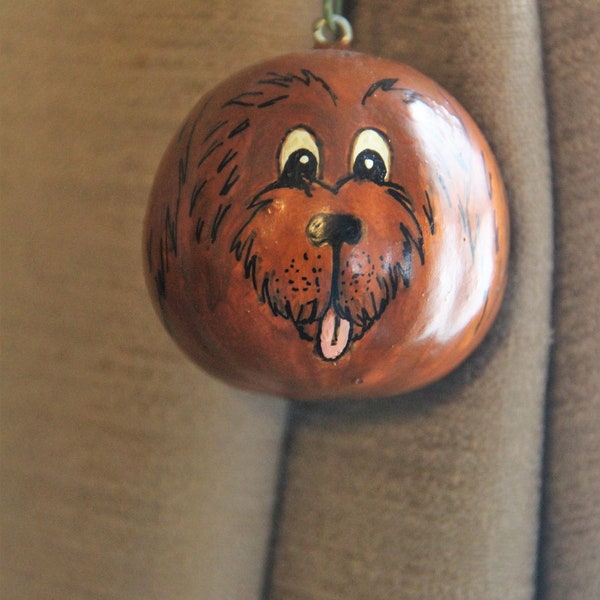 Hard Shelled Gourd Brown Dog ~ Ornament ~ Hanging Decoration