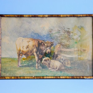 Ildephonse Stocquart (Bruxelles, 1819-1889) | Vecchio dipinto ad acquerello in cornice d'epoca | Elenco di arte antica | 25x38