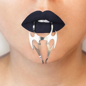 LIP CUFF0011 Lip Piece Metal Piece Lip Jewellery Scifi Tribal Lip Cuff Face Piece image 1