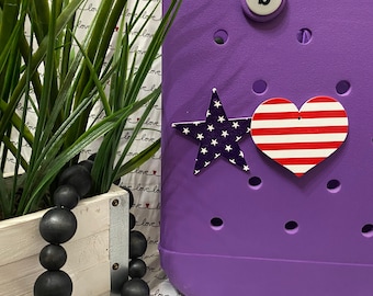 USA Stars and Stripes Set | Bogg Bag | Tote Charm | Bogg Charm