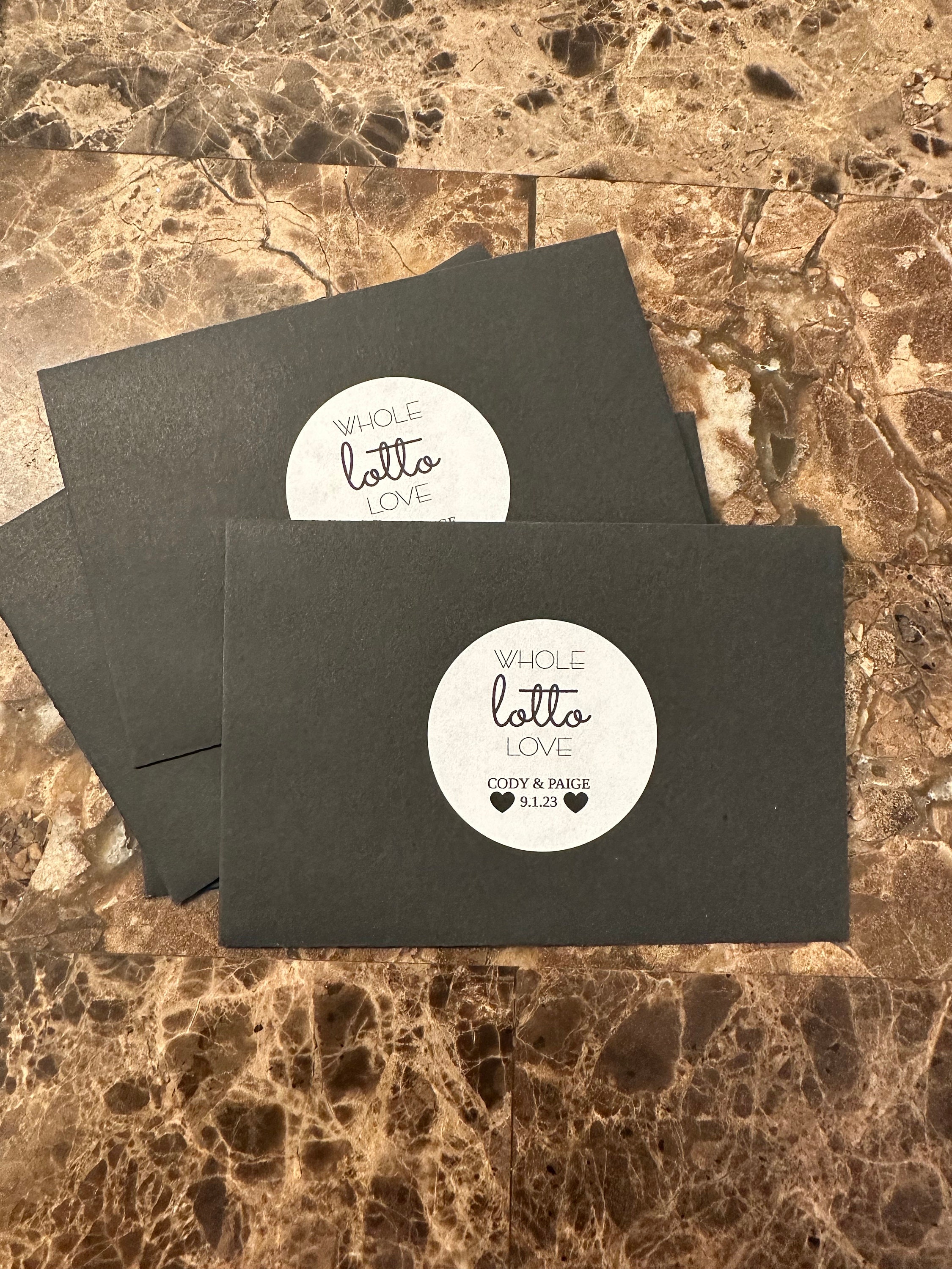 Lottery Ticket Envelope Stickers | Wedding favors | Whole lotto love
