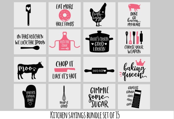 Download Kitchen Sayings Svg Bundle Set Of 16 Farmhouse Kitchen Svg Etsy