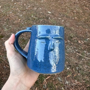Handmade Blue Face Mug