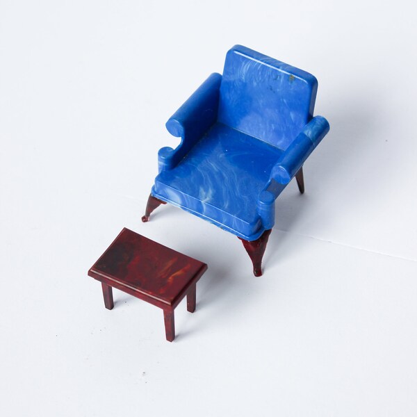Arm Chair and Stool Plastic Dollhouse Furniture