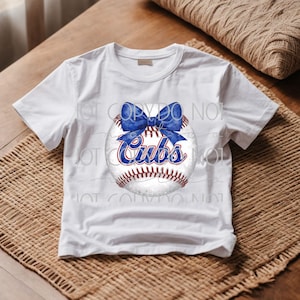 Cubs Baseball Bow PNG | Watercolor Sister Design (Digital Download)