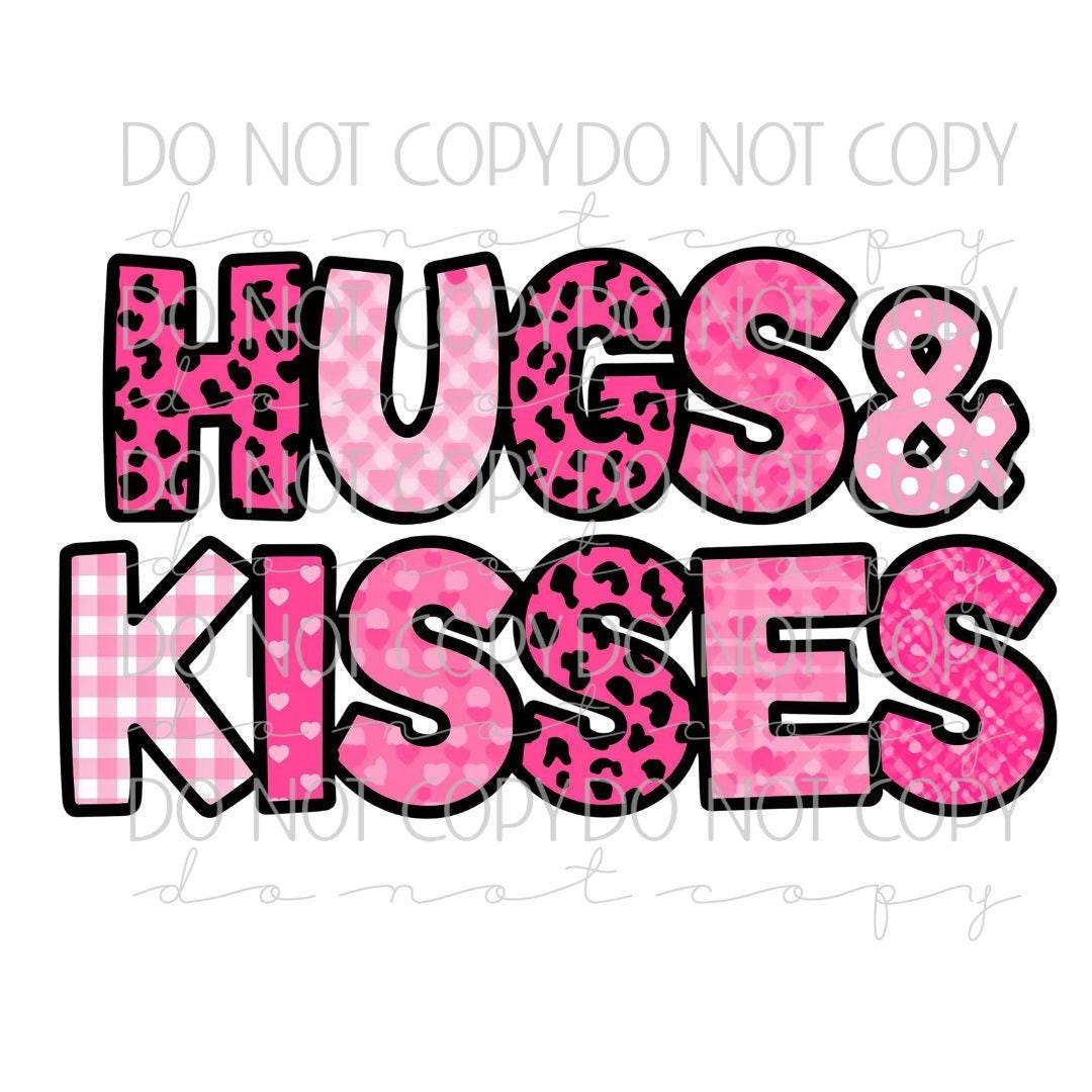 Hugs & Kisses Valentine PNG | Patchwork Pink Leopard Hearts Design ...