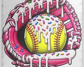 Sprinkles Drip Softbal in roze handschoenkussen