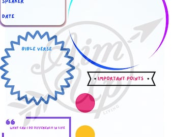 Sermon Notes Printable: Kids, Teens, Adults Church Service Organizer (Digital Download)
