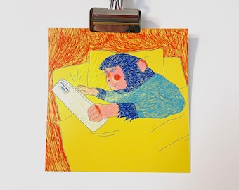 Monkey Liking Their Friends' Posts - Art Print