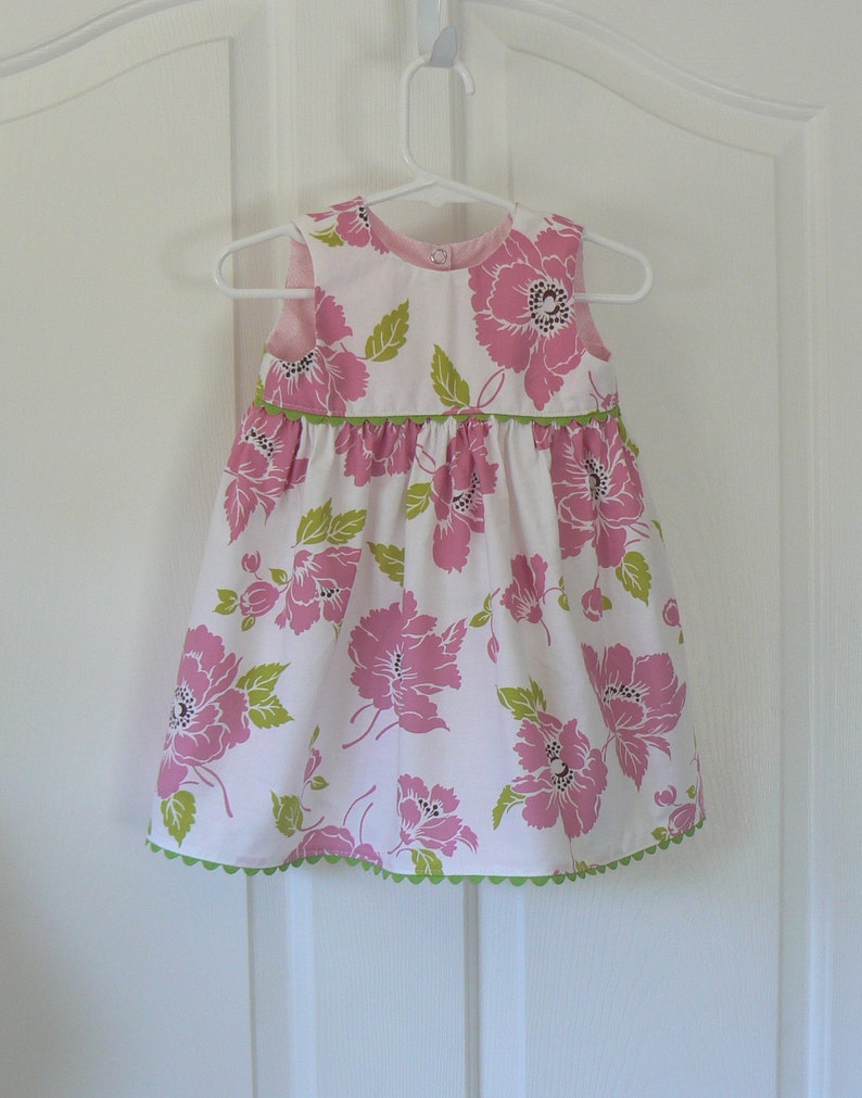 Pink and White Floral Dress Size 6/12 Month - Etsy