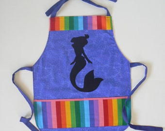 Mermaid Apron with Rainbow Pockets for Kids