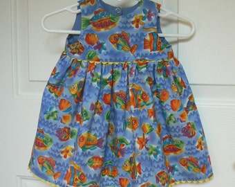 Baby Girl Dress with Colorful Fish Size 0/3 Months