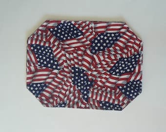 Set Of Four American Flag Placemats, Patriotic Placemats, Red White And Blue Placemats,