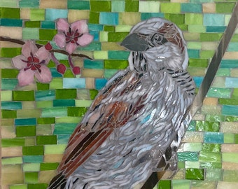 Little Sparrow Glass Mosaic Wall Art