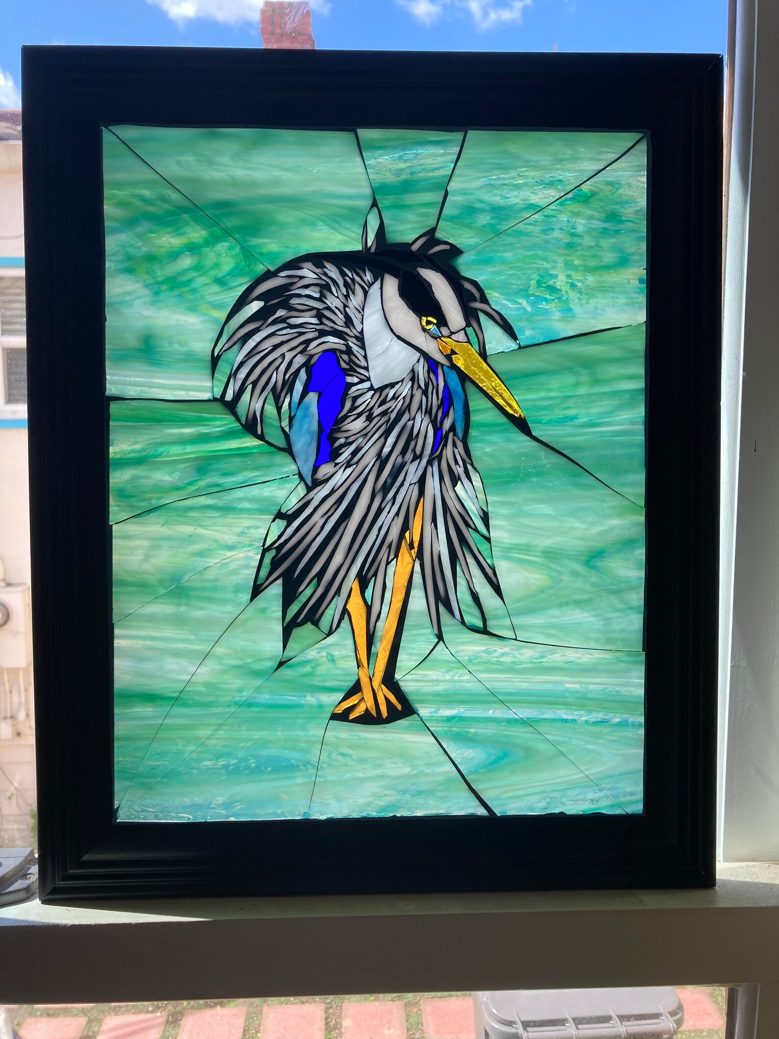 Great Blue Heron Stained Glass Mosaic | Etsy