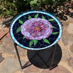 Beautiful Glass Mosaic Side Table Pink Chrysanthemum - Etsy