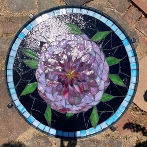 Beautiful Glass Mosaic Side Table Pink Chrysanthemum - Etsy