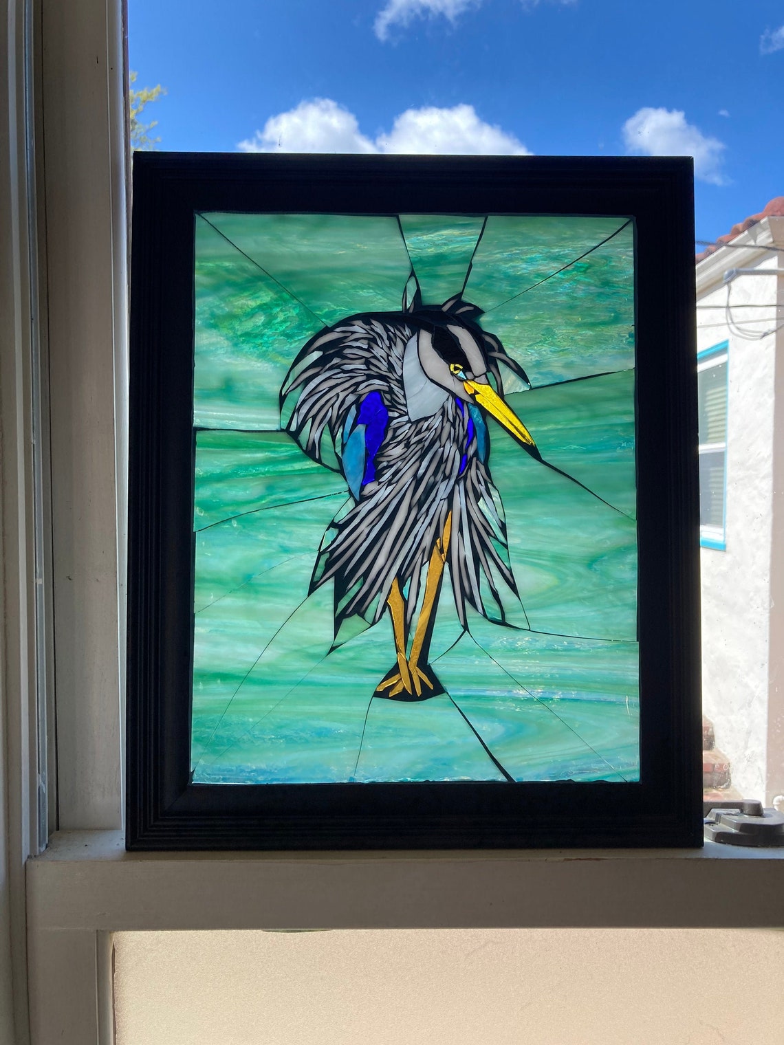 Great Blue Heron Stained Glass Mosaic | Etsy