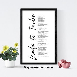 Cita De Santa Teresa De Avila En Espanol Nada El Turbe Nada Etsy Dios no se muda, la paciencia todo lo alcanza. etsy