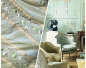 NEW SALE Designer 100 Silk Taffeta Aqua Green Fabric Embroidered Drapery