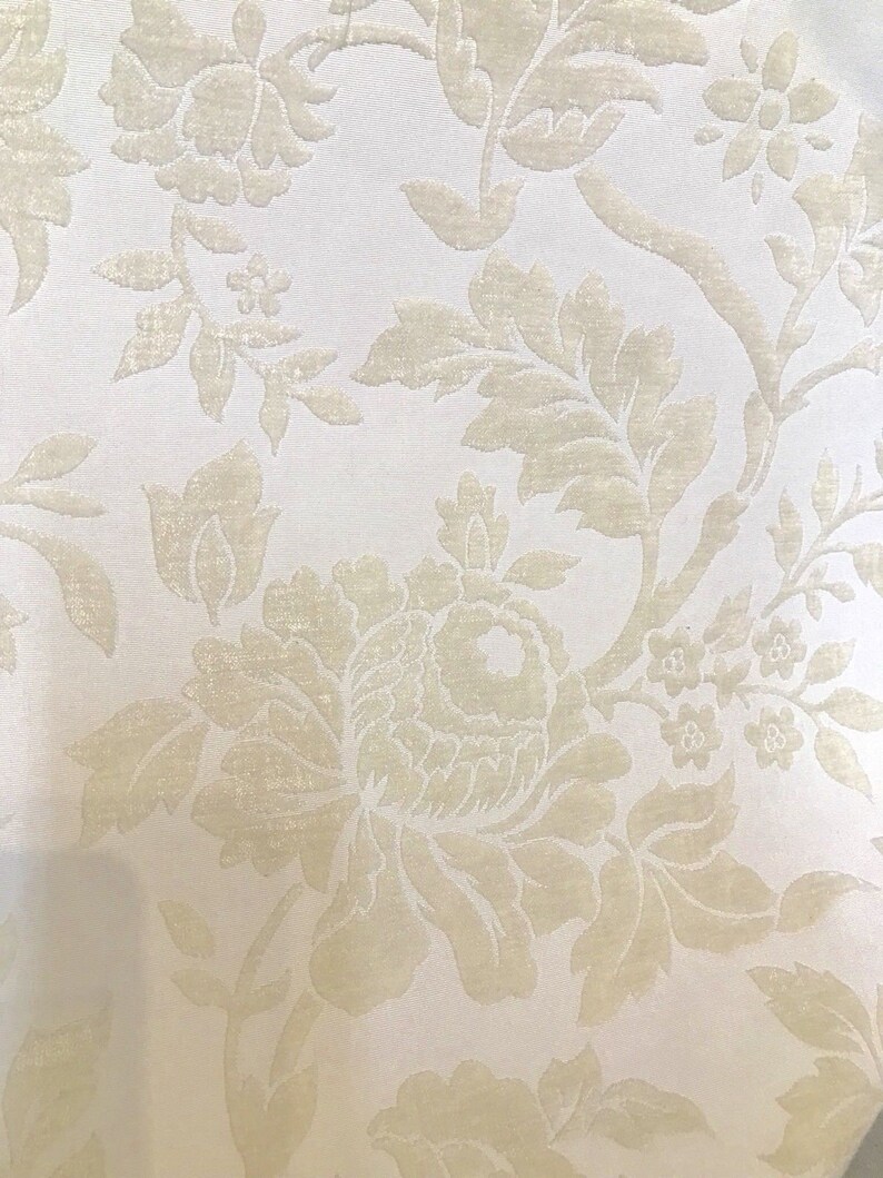 Pearl White Ivory Damask Upholstery NEW Designer Burnout Chenille Velvet Fabric