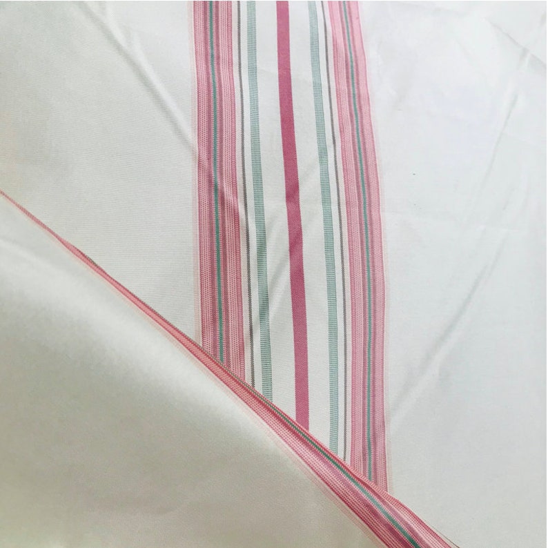 NEW 100/% Silk Taffeta Striped Ivory and Pink
