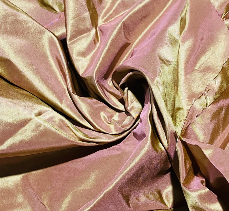 New 100 Silk Taffeta Fabric Solid Rose Gold Iridescent Etsy