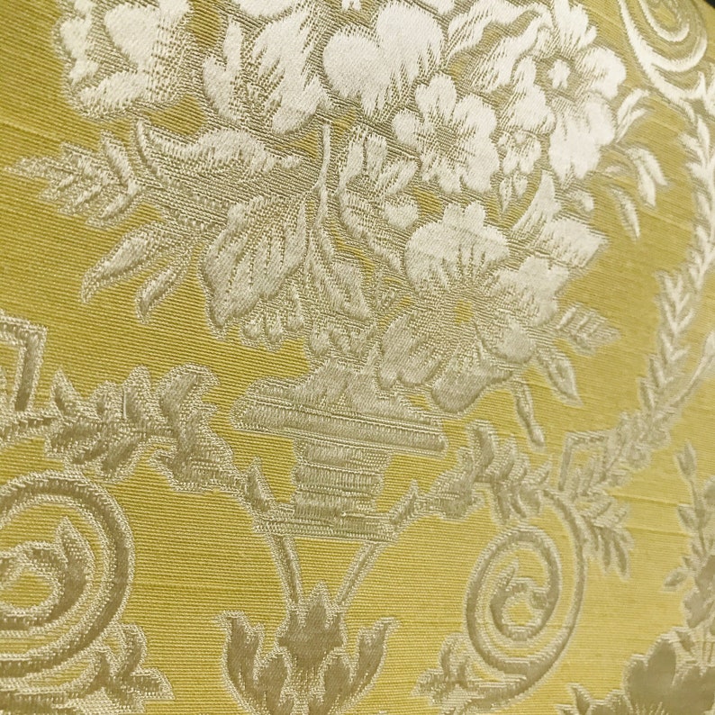 NEW Yellow Neoclassical Floral Upholstery Damask Designer Brocade Satin Fabric