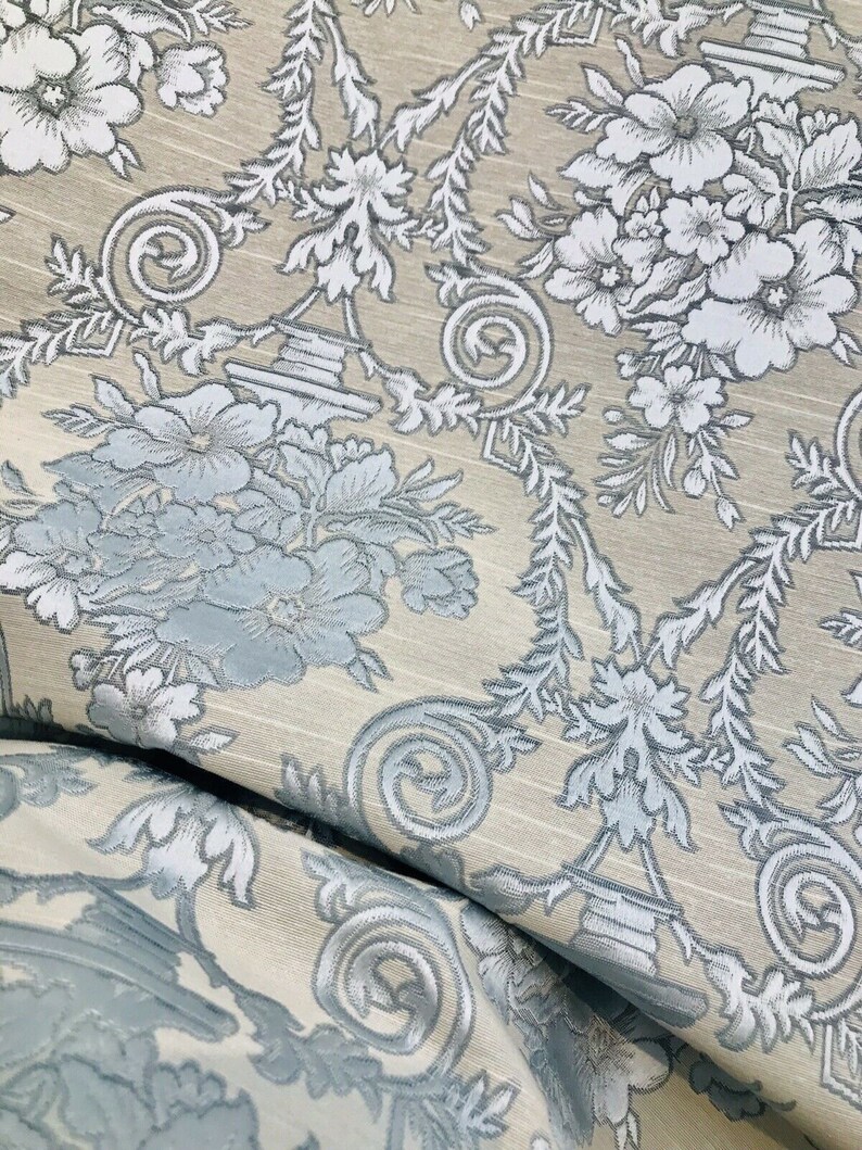 NEW Yellow Neoclassical Floral Upholstery Damask Designer Brocade Satin Fabric