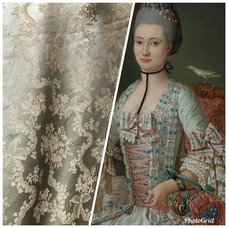 Upholstery Brocade Antique Gold Beige SWATCH Designer Damask Satin Fabric