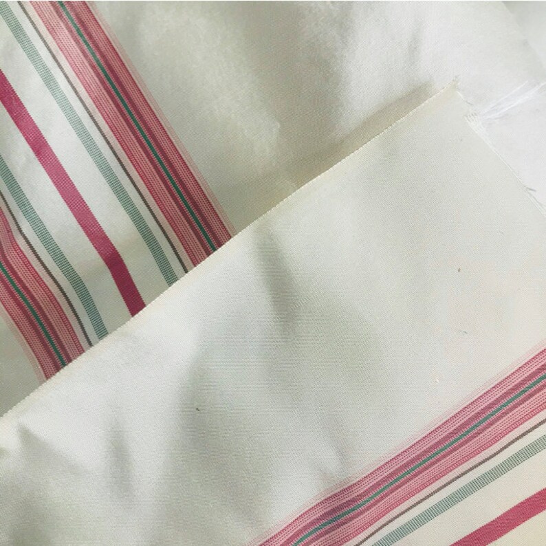 NEW 100/% Silk Taffeta Striped Ivory and Pink