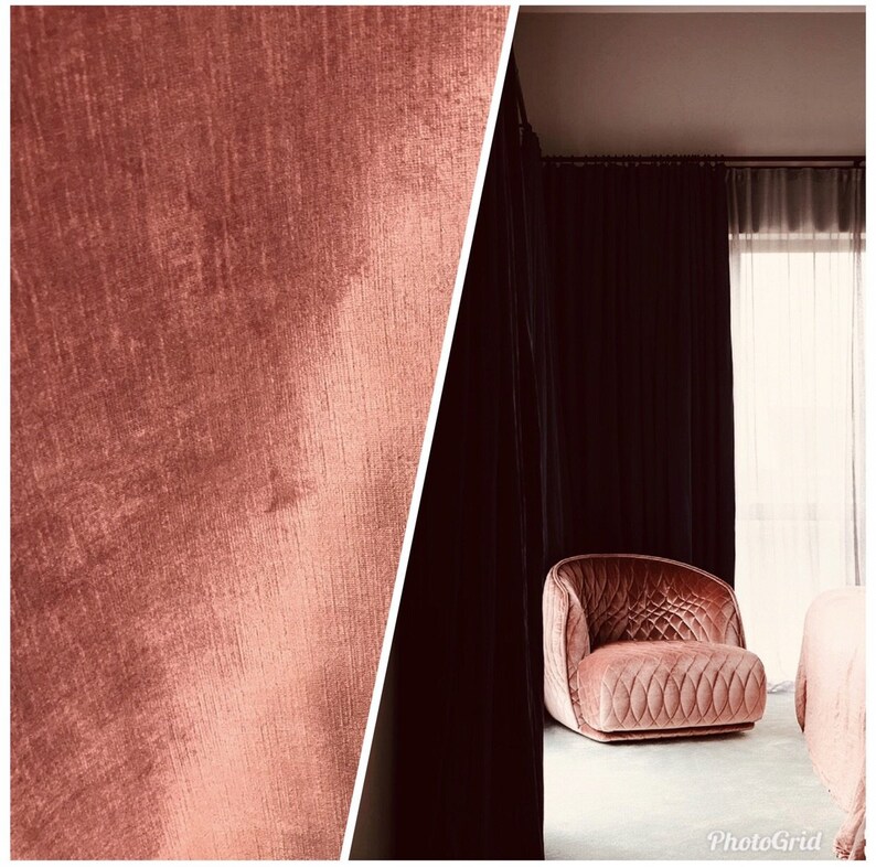 Sienna Pink Designer Velvet Upholstery Fabric By the yard
