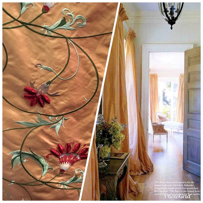 SWATCH 100/% Silk Taffeta Interior Design Fabric Embroidery Garden Taupe