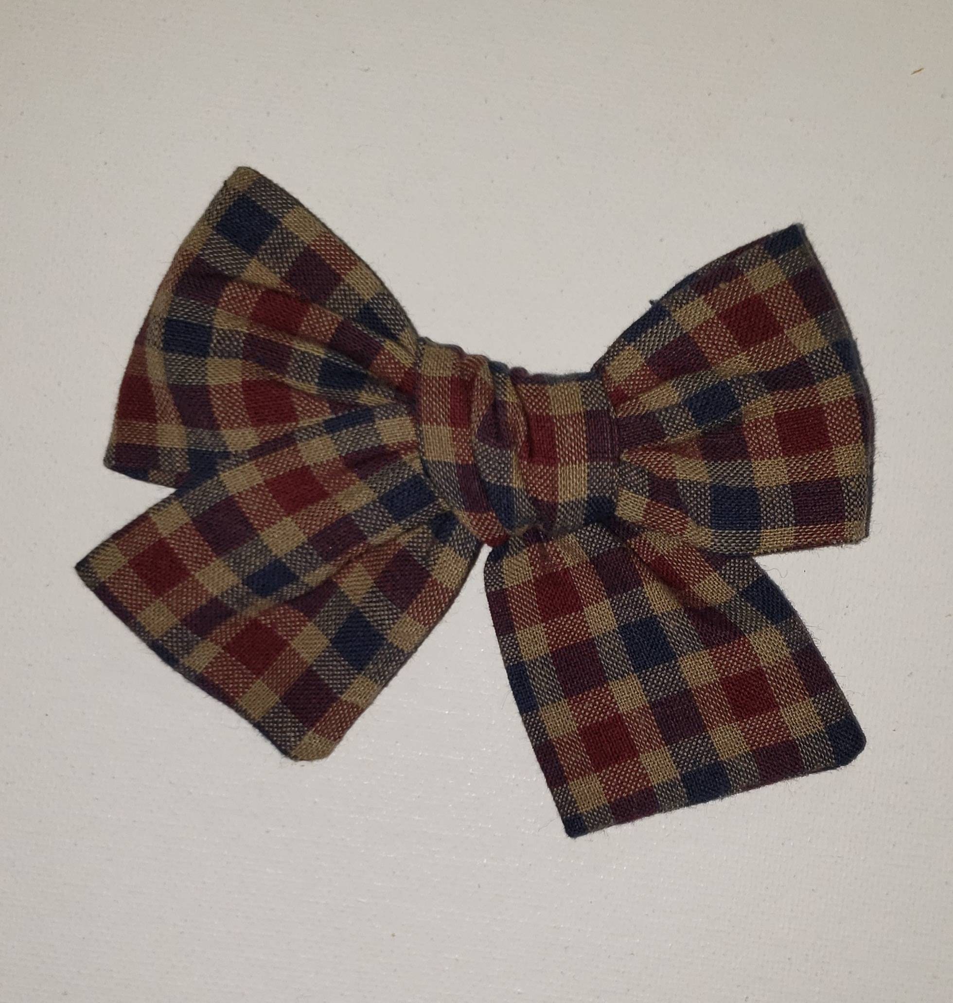 Gingham Fabric Hair bow. Handmade Girls Red Blue 4th of Etsy