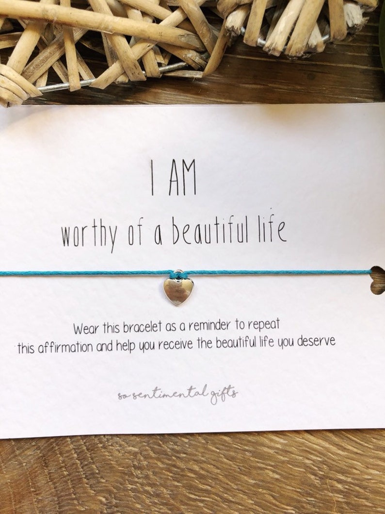 Positive Affirmation Bracelet Cheer up Gift Heart Charm | Etsy