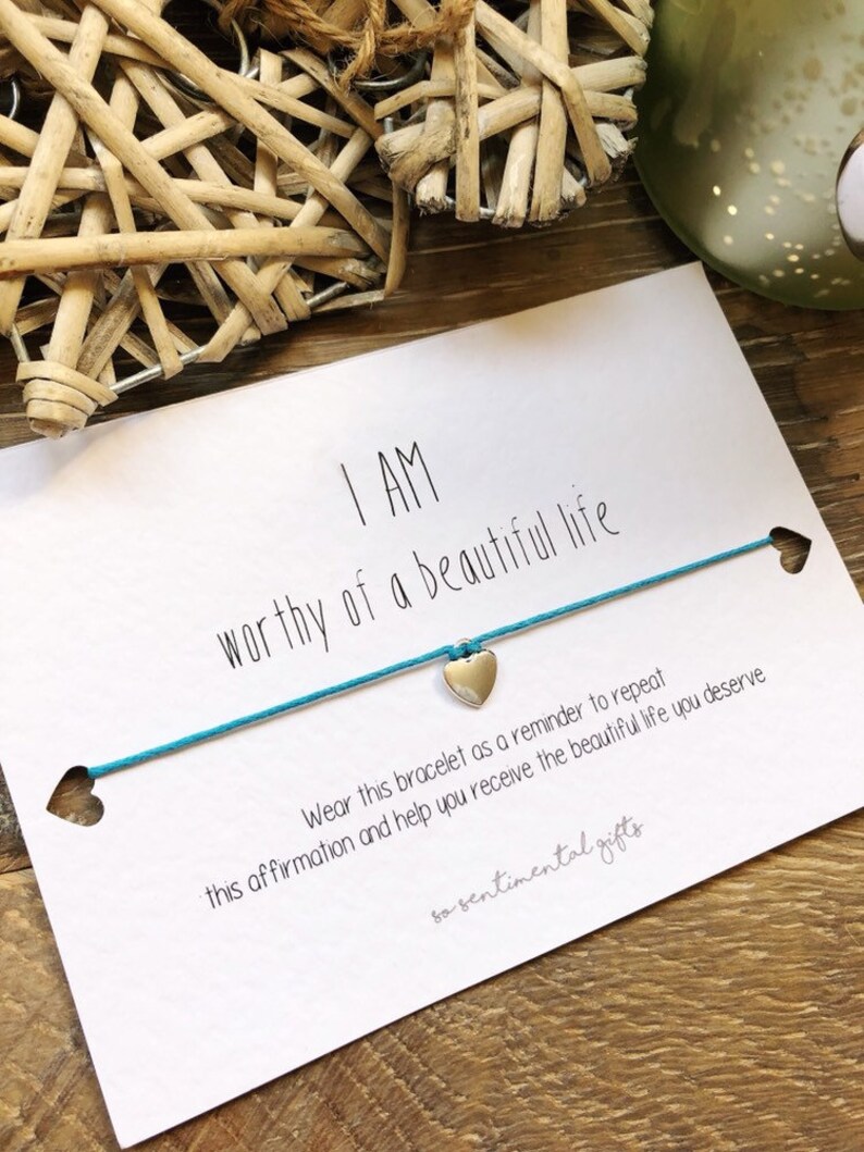 Positive Affirmation Bracelet Cheer up Gift Heart Charm | Etsy