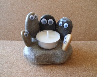 Googly eyed rocks candle holder ( Each holder may vary)