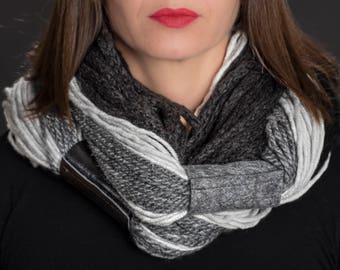 Chunky Infinity Scarf Grey   Oversized Scarf Womens winter statement scarf
