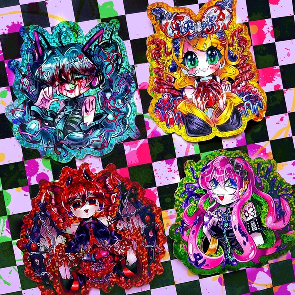 Vocaloid Guro Vinyl glitter Sticker | Creepy cute Miku