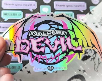 Y2K Internet Devil Webcore Holographic Vinyl Sticker