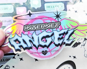 Y2K Internet Angel Webcore Holographic Vinyl Sticker