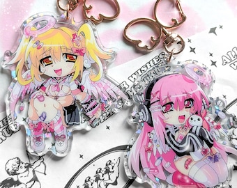 Super Sonico & Pochaco Menhera holographic charm / Animecore Webcore