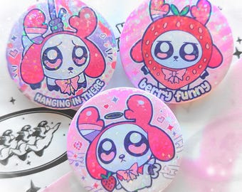 Menhera Yami Kawaii Shika-Tan Holographic badges 45 MM