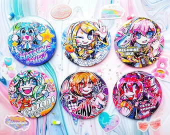 HUGE Vocaloid Buttons 75mm | Kawaii Harajuku | Hatsune Miku, Kagamine Rin, Megurine Luka, Gumi, Meiko, Teto Kasane