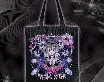 Manako Rotting to Live Screenprinted Tote Bag – Yami Kawaii Y2K Style