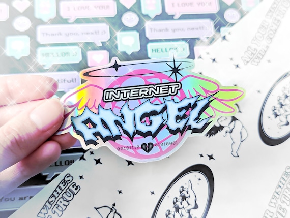 Y2K Internet Angel Webcore Holographic Vinyl Sticker