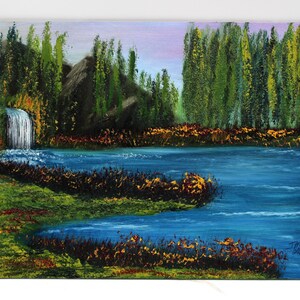 Original 9&quot; X 12&quot; Oil Painting – River and Waterfall Painting
