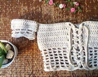 Crochet Festival Crop Top| Off Shoulder Top| Reversible Lace Top |Boho Festival Top| Custom Cream top| Made To Order Crochet Top| Bulky Yarn